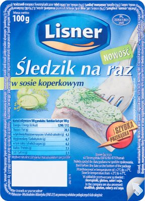 Śledzik na raz w sosie koperkowym 100g Lisner